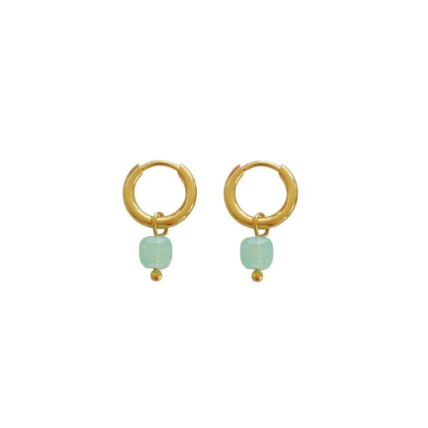 amazoniet kubus oorringen goud