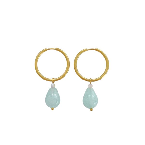 amazoniet schelp oorringen