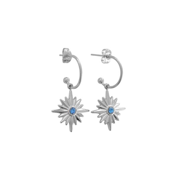 blauwe sparkle oorringen zilver