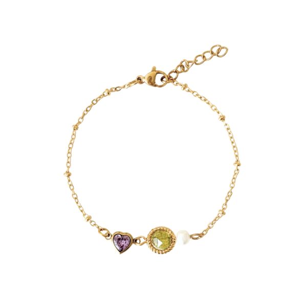 peridot parel hartje armband