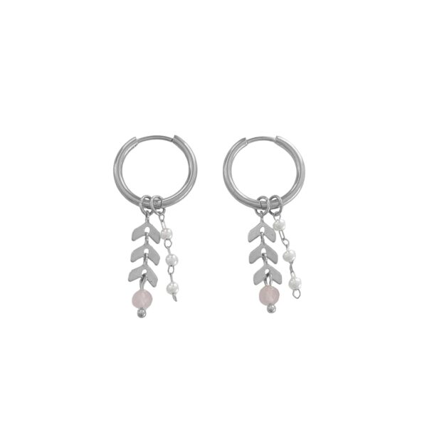 visgraat jade pareltjes oorringen zilver