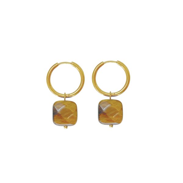 tijgeroog facet oorringen goud