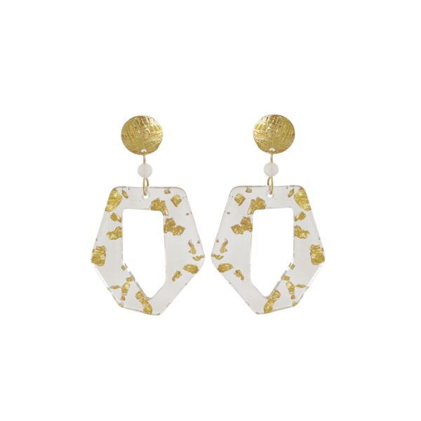 maansteen abstract oorhangers goud