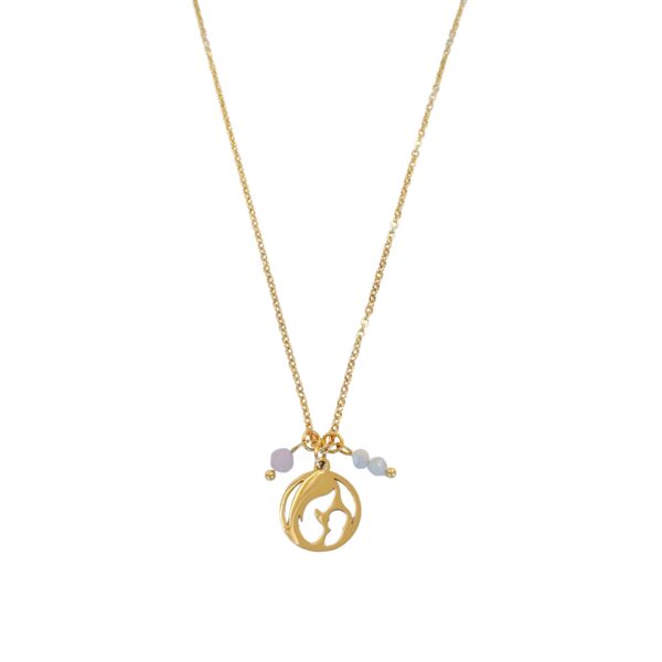 mama en baby ketting rozenkwarts goud
