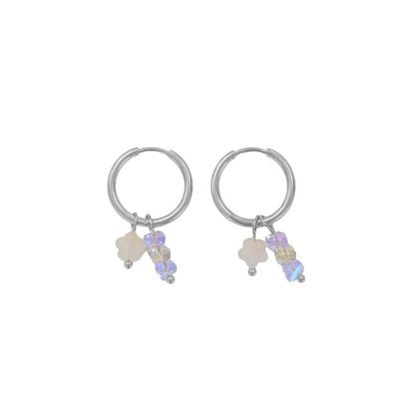 rozenkwarts bloem kristal oorringen