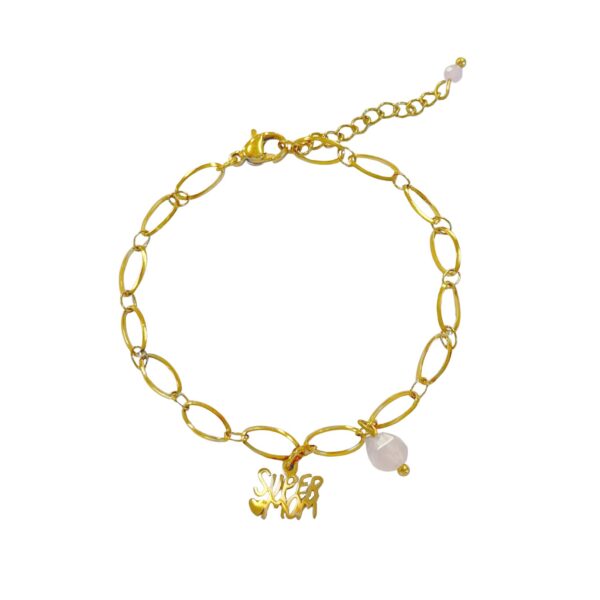 super mom rozenkwarts armband