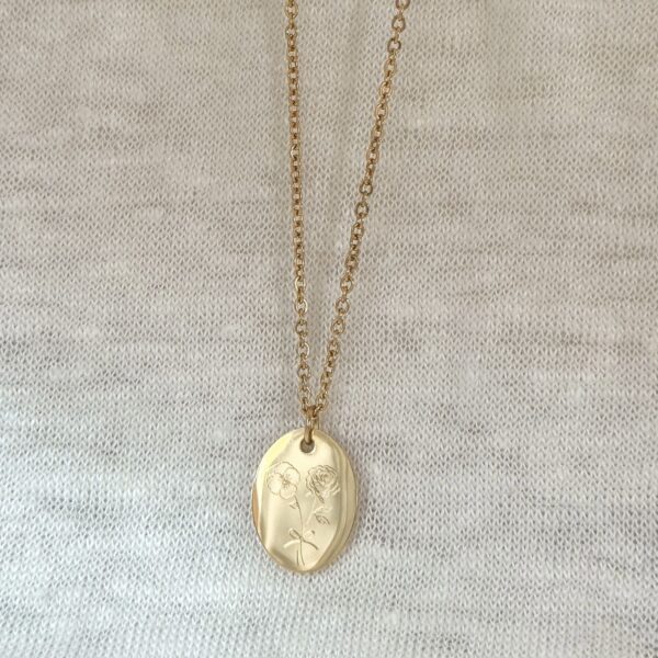 geboortebloem boeket ketting ovaal