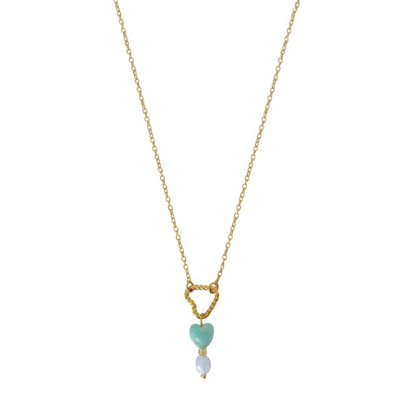 Ketting Gedraaid Hartje, Amazoniet & Aquamarijn