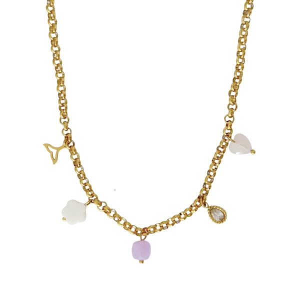 bedel ketting schelp edelstenen