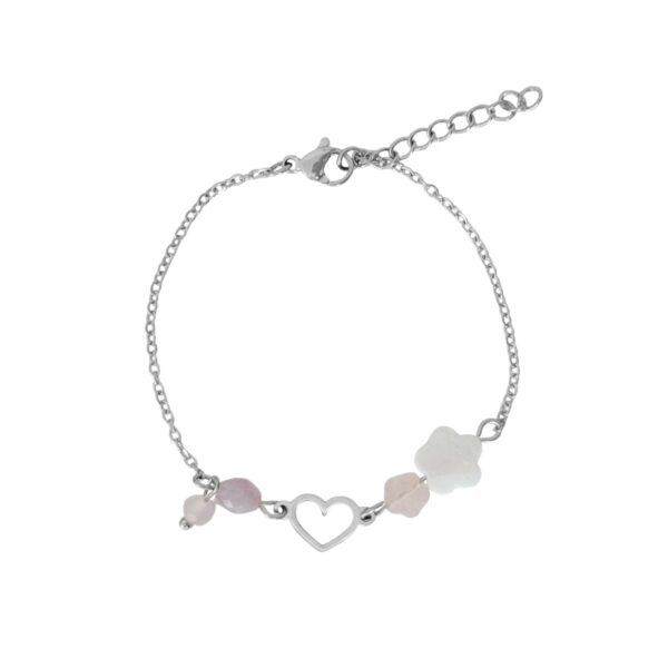 hartje edelstenen armband zilver