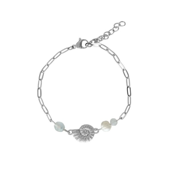 schelp en aquamarijn armband