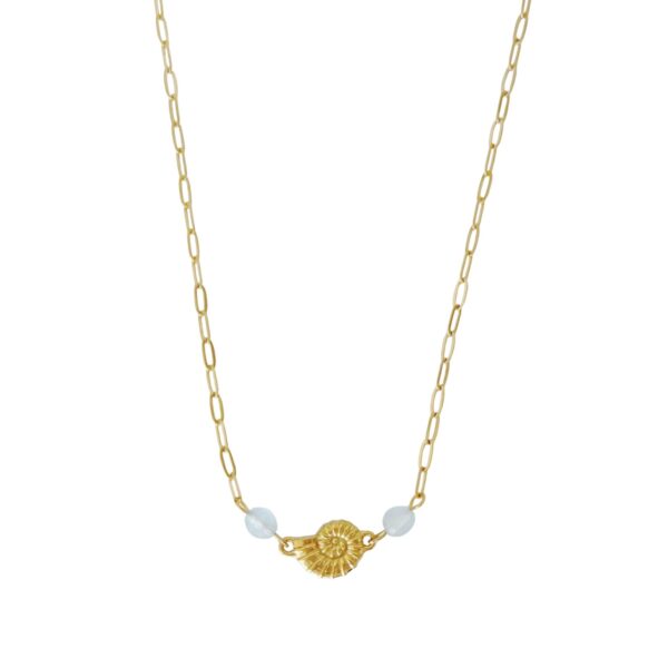 schelp en aquamarijn ketting
