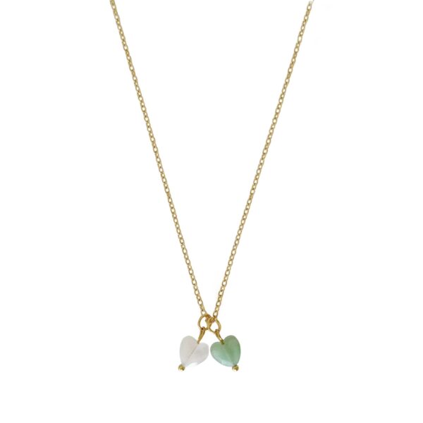 ketting aventurijn en rozenkwarts hart