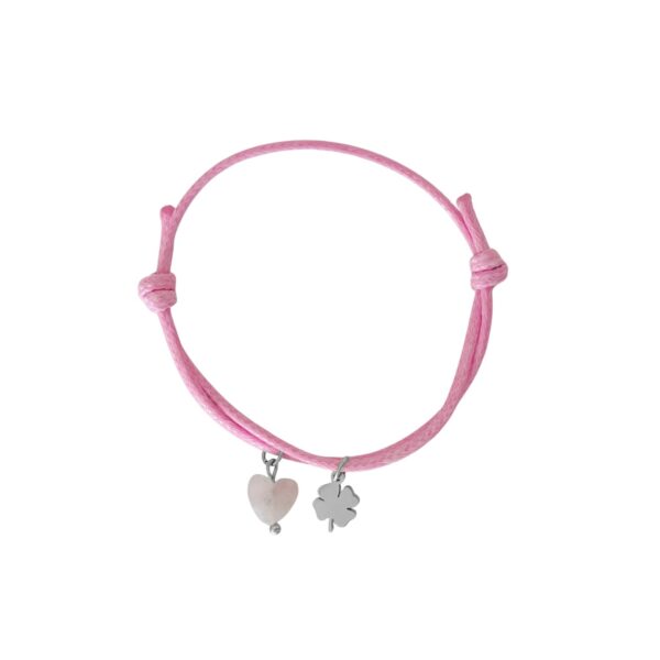 waxkoord armband klaver vier rozenkwarts