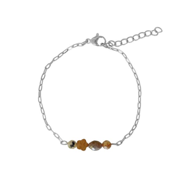bruine edelstenen armband zilver