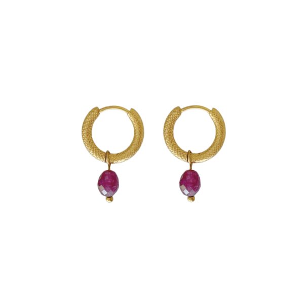 burgundy granaat facet oorringen goud