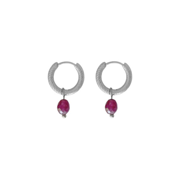 burgundy granaat facet oorringen zilver