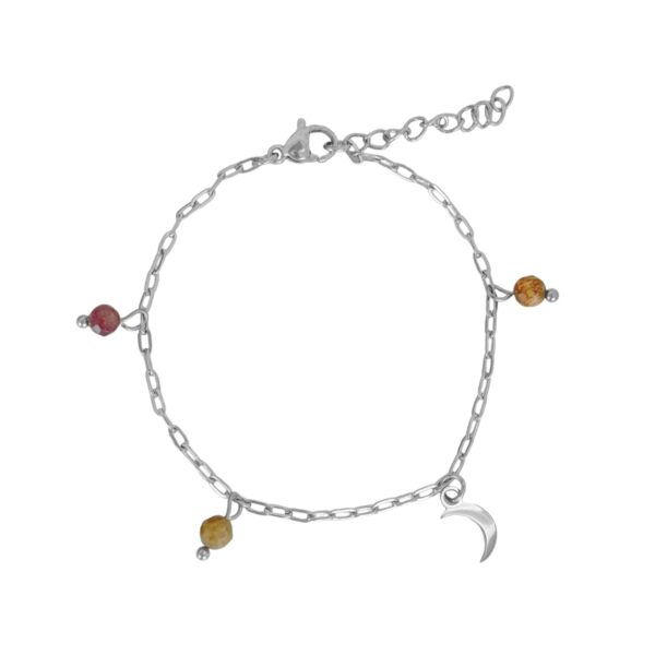 edelstenen maantje armband zilver